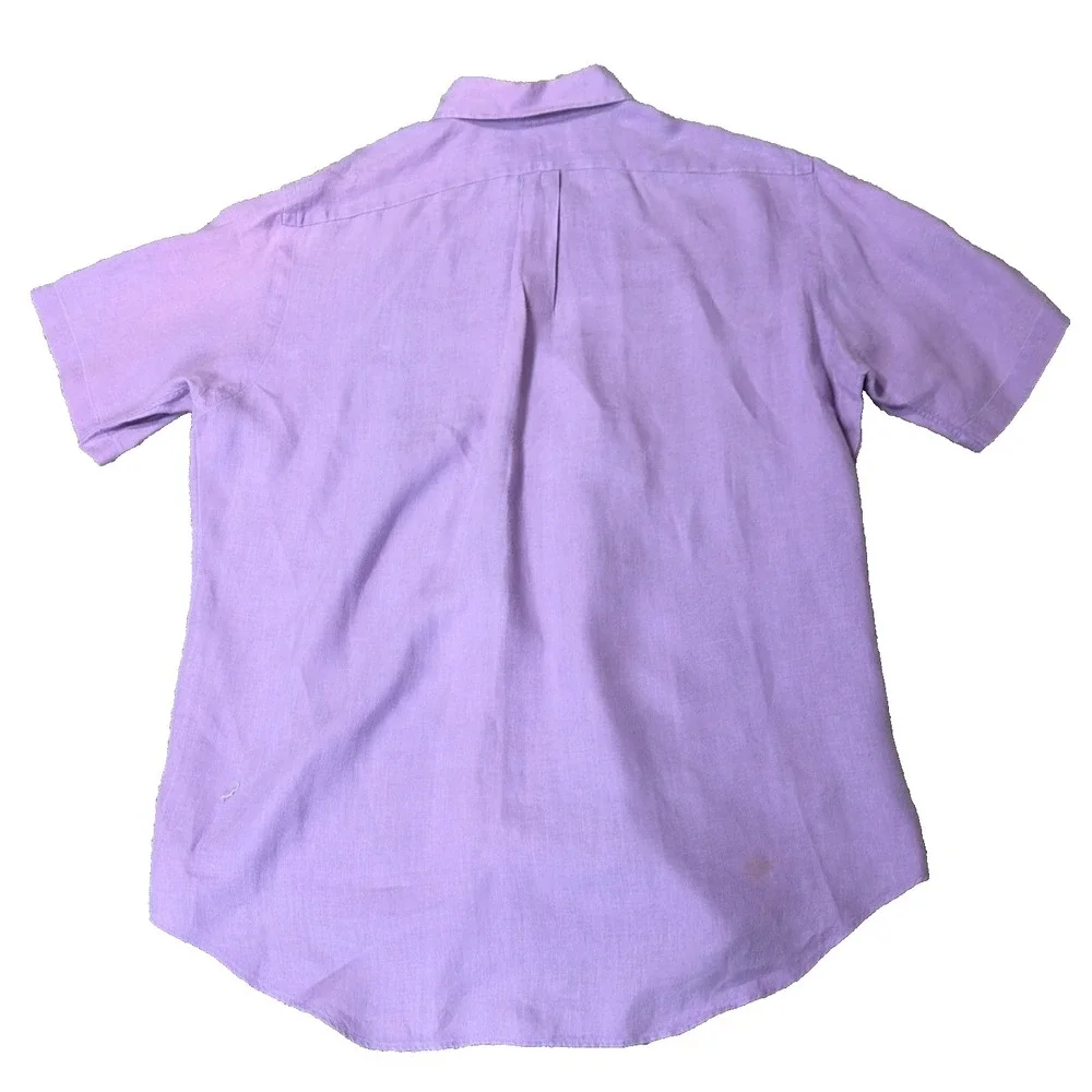 Polo Ralph Lauren Linen Shirt Men's L Classic Fit PURPLE Button Up Short Sleeve